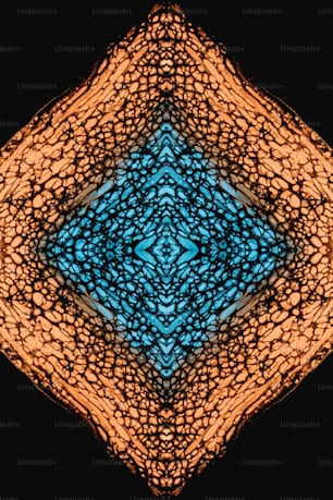 a blue and orange pattern on a black background