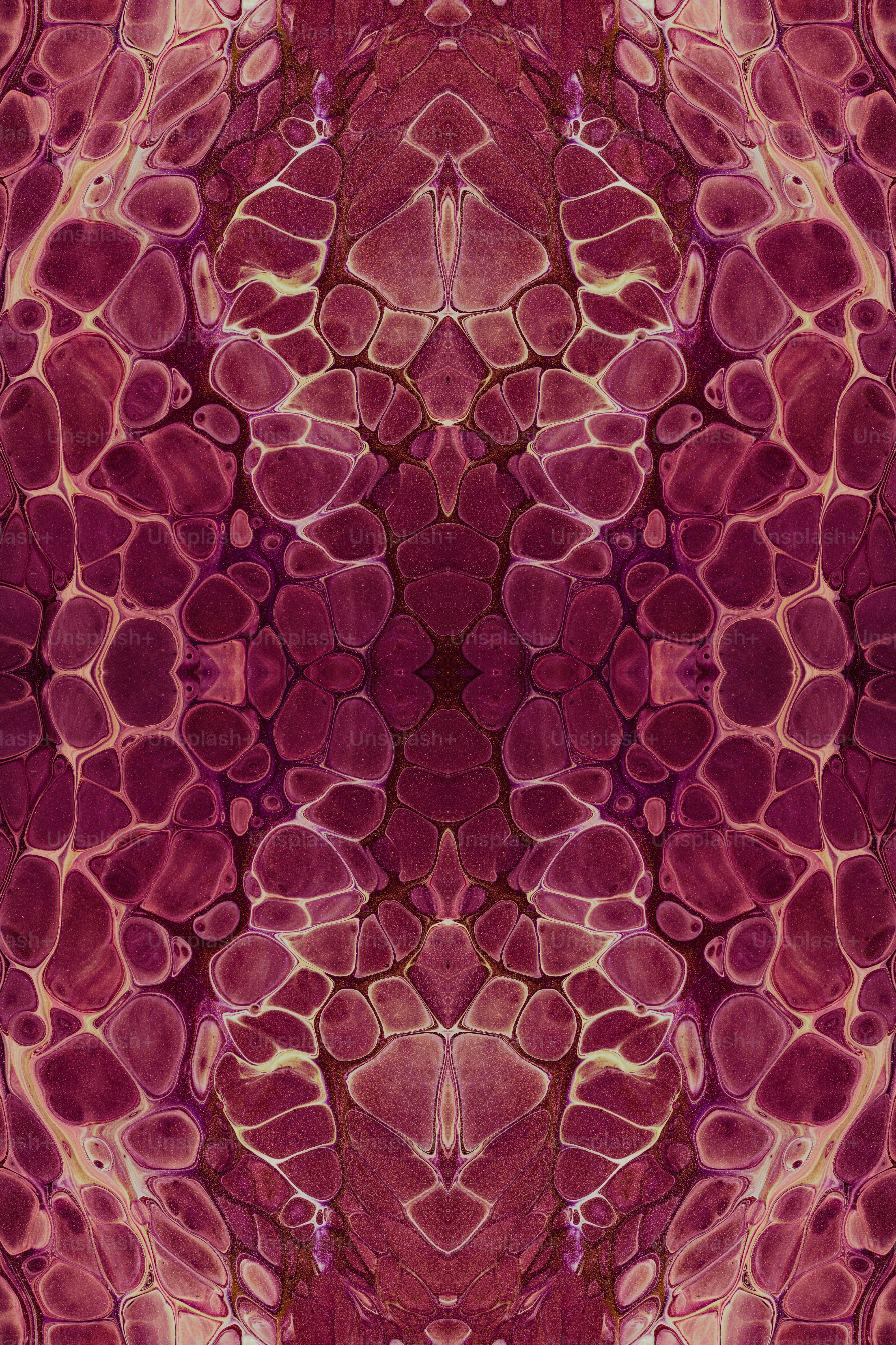 a red and pink abstract design with lots of bubbles