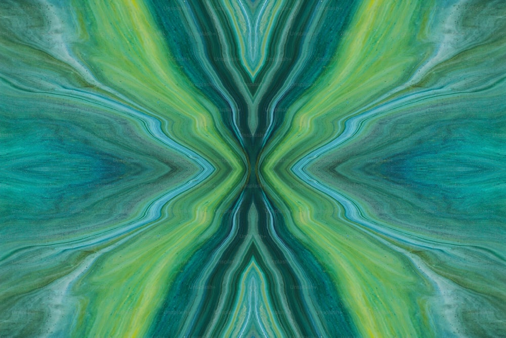 a green and blue abstract painting