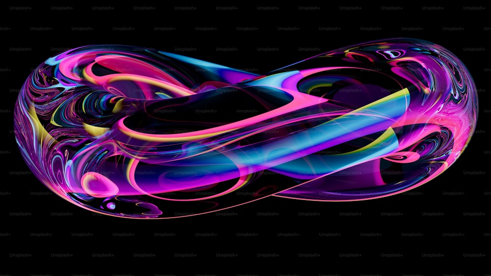 a colorful abstract design on a black background