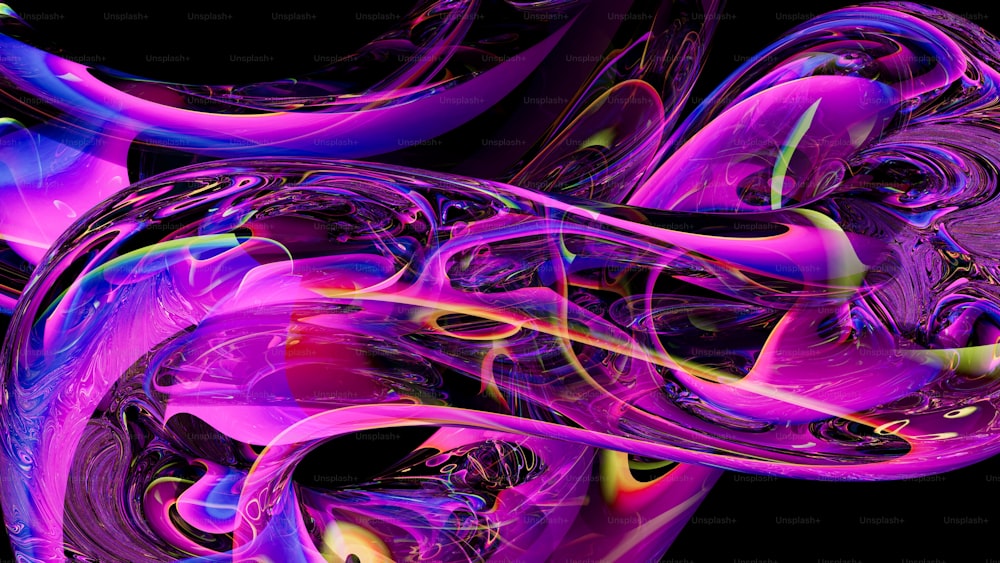a computer generated image of a purple and blue swirl