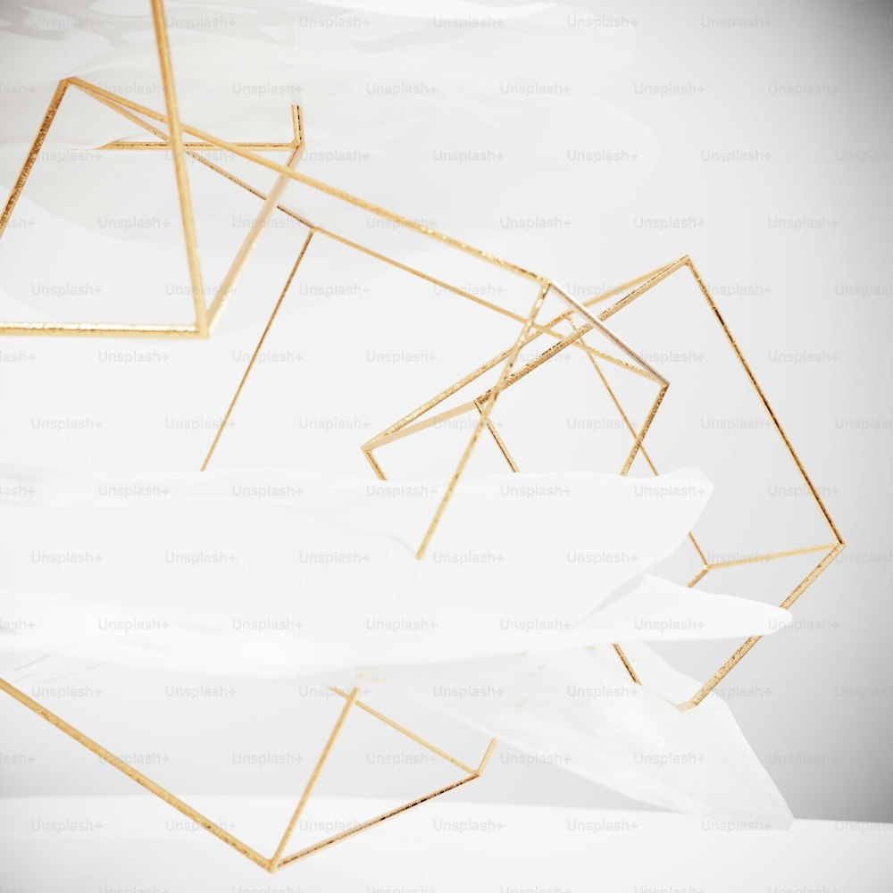 Un fondo abstracto blanco y dorado con líneas y rectángulos