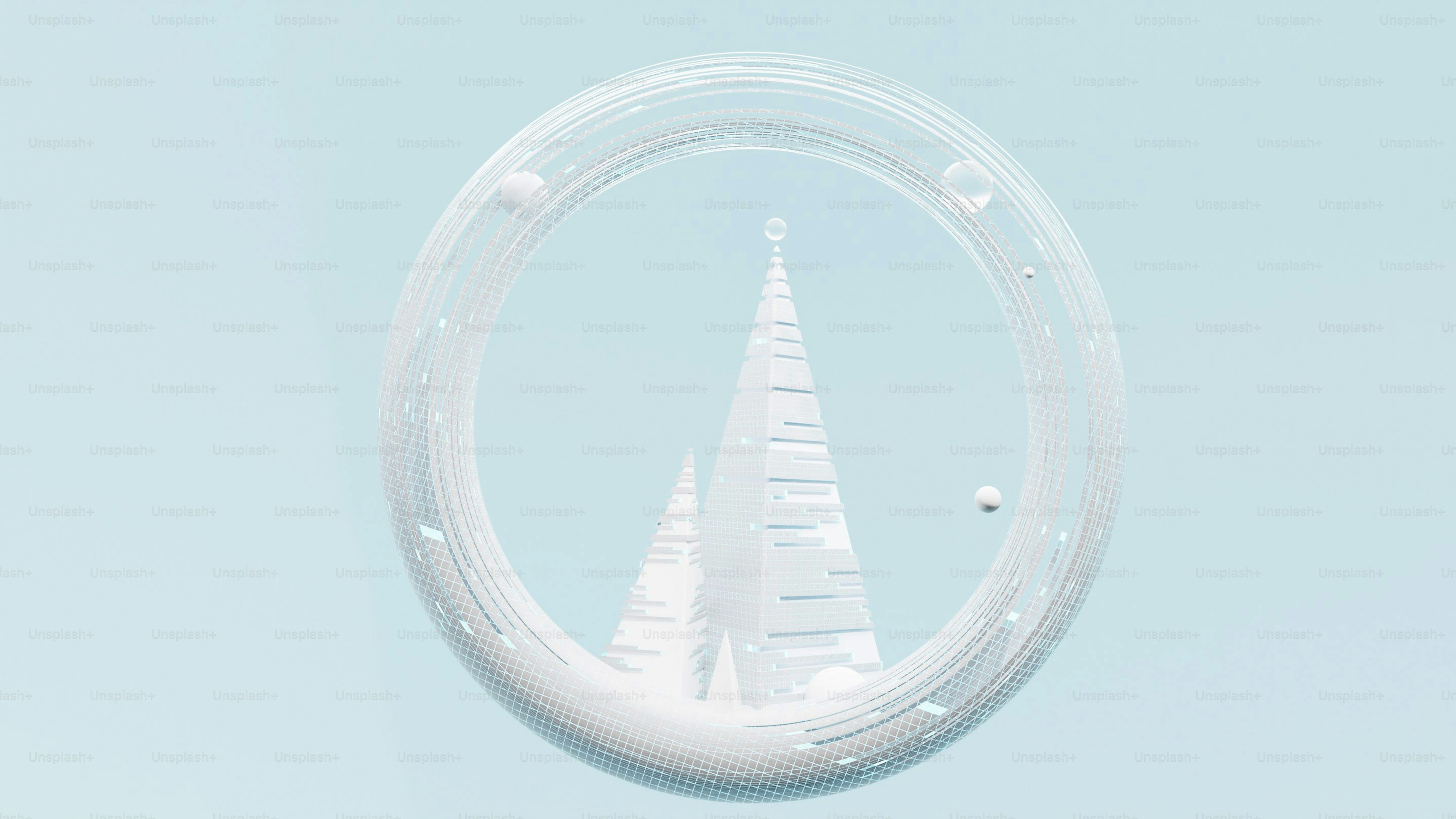 원 안에 눈 덮인 나무의 선명한 그림