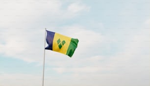 Un drapeau flottant au vent par temps nuageux