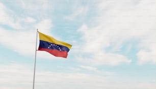 a flag flying in the wind on a cloudy day