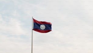 a flag flying in the wind on a cloudy day