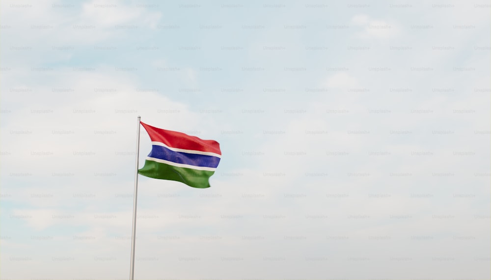 a flag flying in the wind on a cloudy day