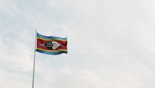 a flag flying in the wind on a cloudy day