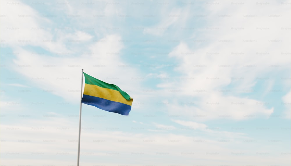 Una bandera ondeando en el viento en un día soleado