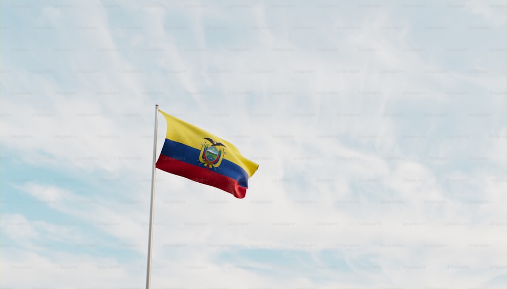 a flag flying in the wind on a cloudy day