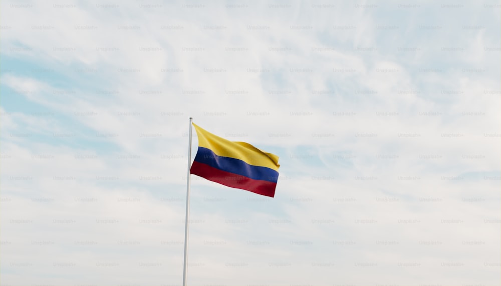 a flag flying in the wind on a cloudy day