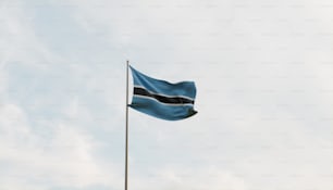 a flag flying in the wind on a cloudy day