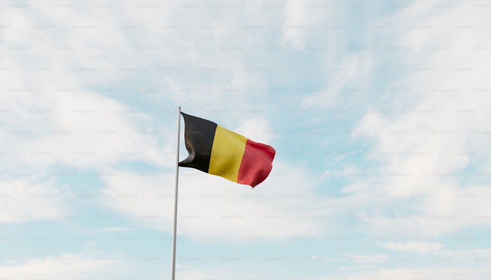 a flag flying in the wind on a cloudy day