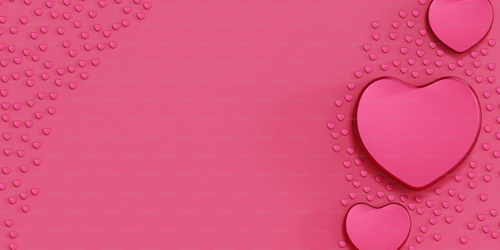 two pink hearts on a pink background