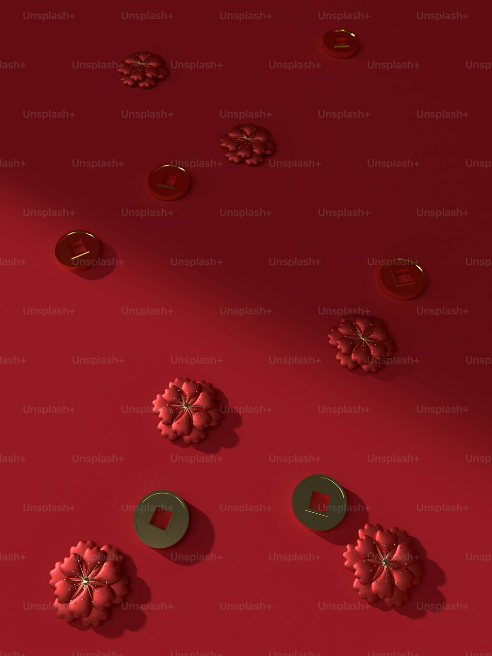 a red background with a bunch of buttons