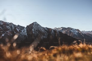 a view of a mountain range from the top of a hill