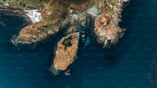 an aerial view of an island in the ocean