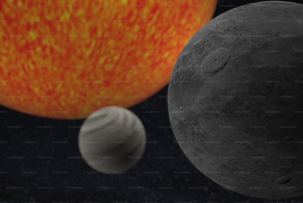 três planetas são mostrados na renderização deste artista
