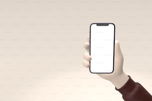 uma mão segurando um telefone celular com uma tela branca