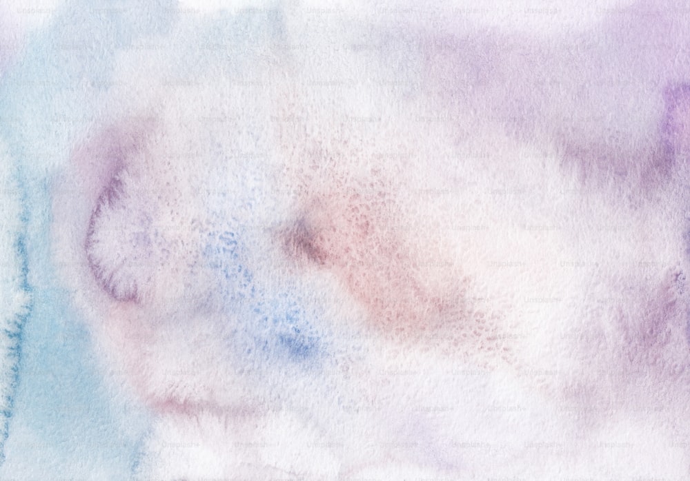 a watercolor painting of a blue, purple, and white background