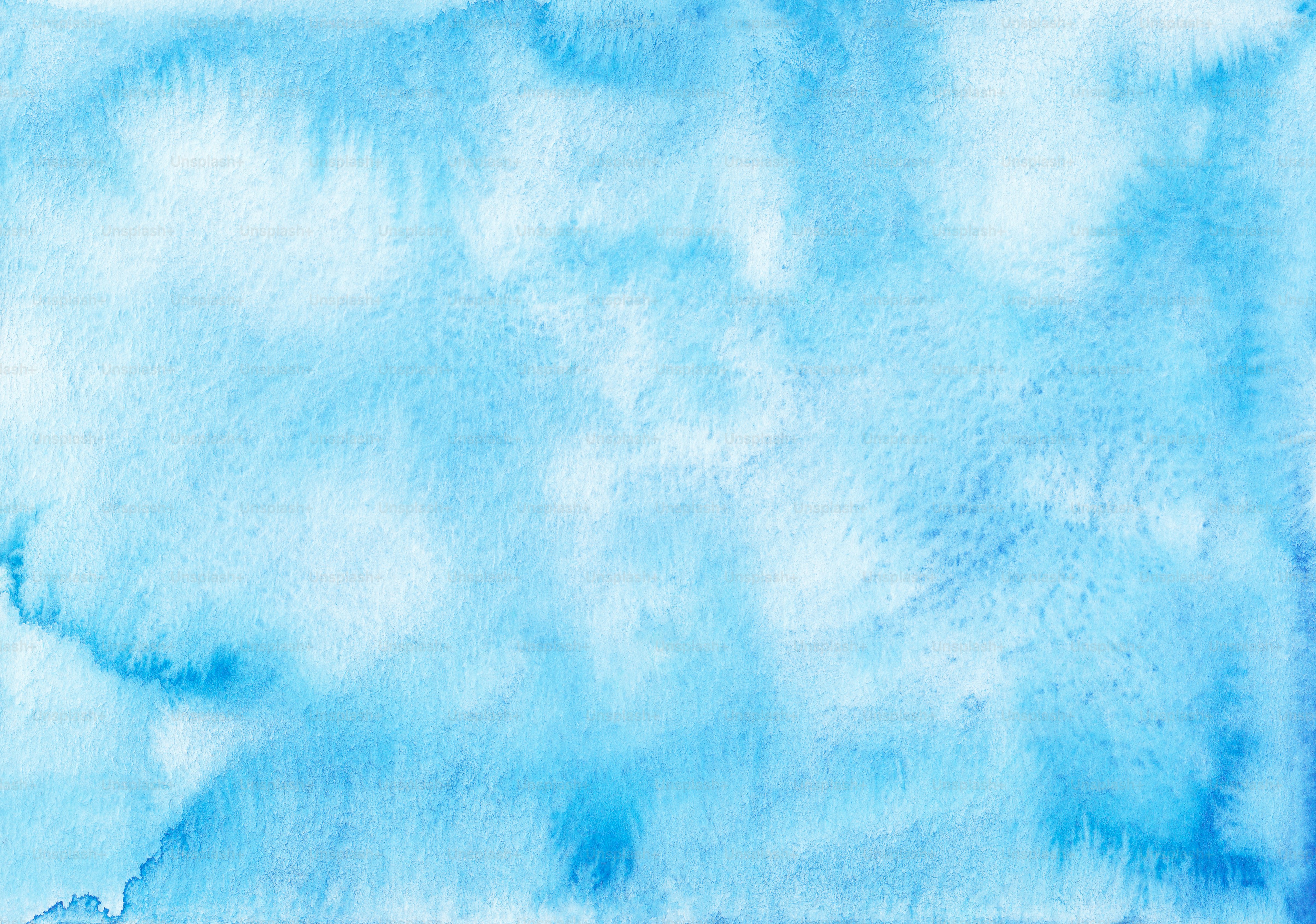 une aquarelle représentant un ciel bleu avec des nuages