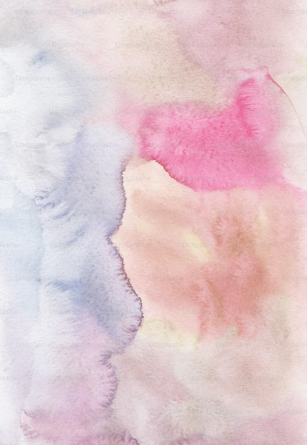 a watercolor painting of a pink and blue background