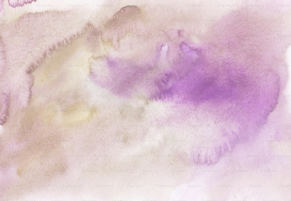 a watercolor painting of a purple and white background