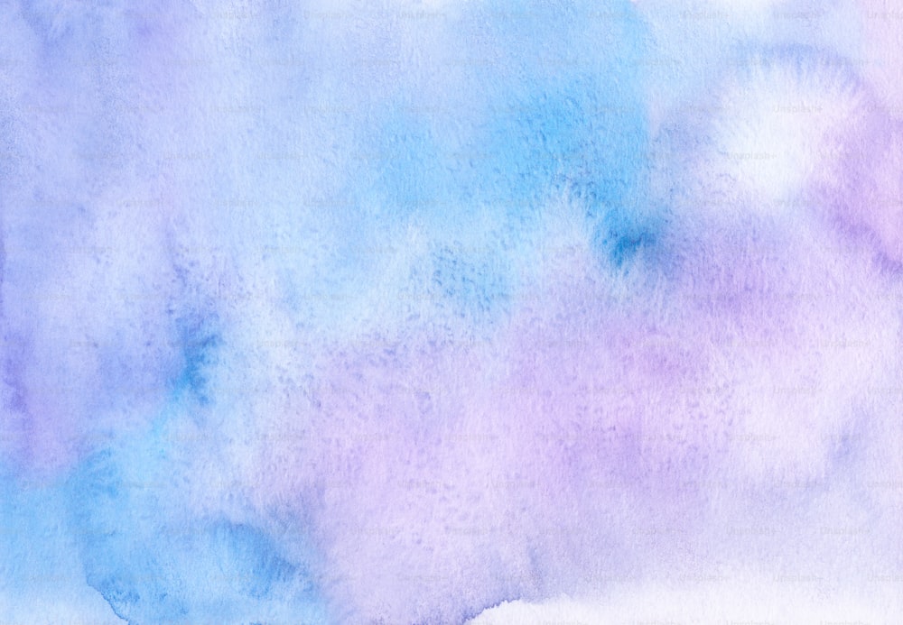 a watercolor painting of blue and purple clouds