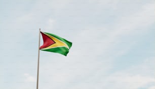 a flag flying in the wind on a pole