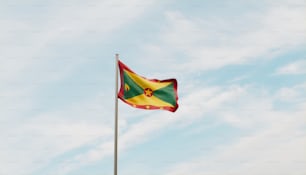 a flag flying in the wind on a pole