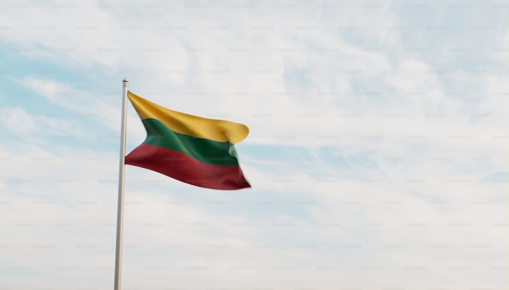 a flag flying in the wind on a cloudy day