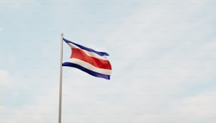 a flag flying in the wind on a clear day