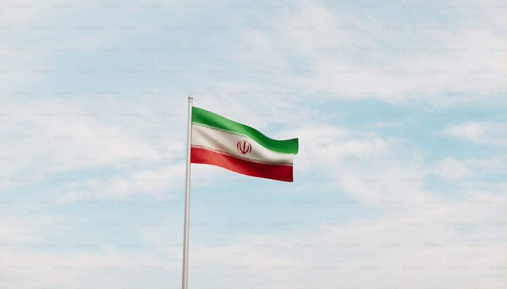 a flag flying in the wind on a cloudy day