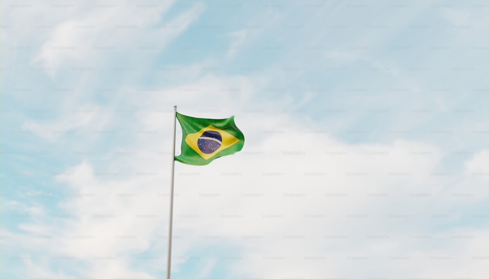 Un drapeau flottant au vent par temps nuageux