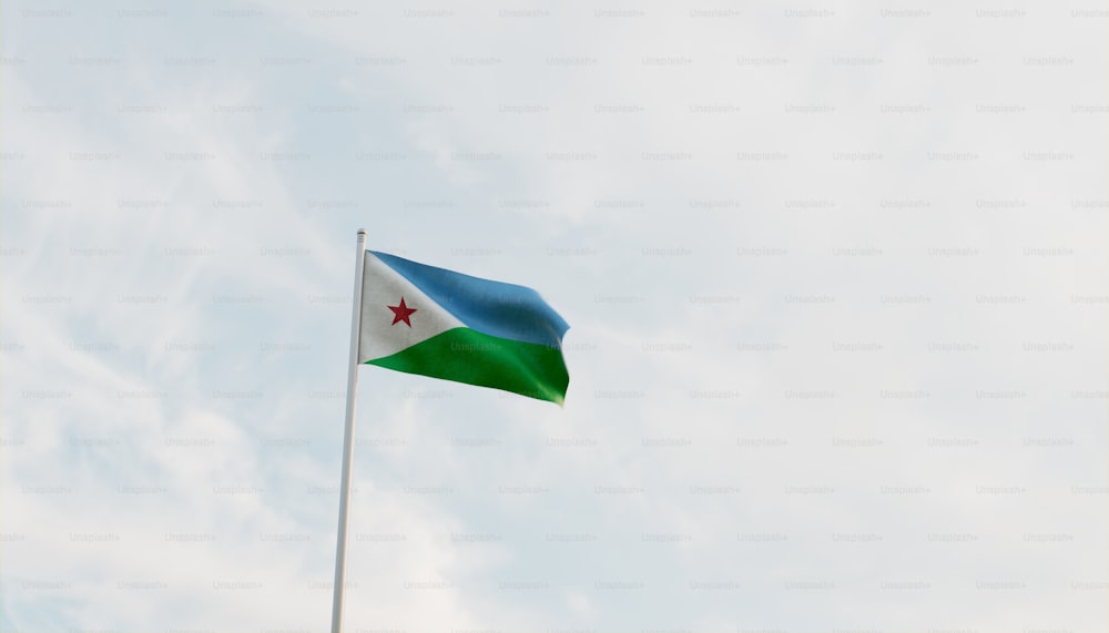 a flag flying in the wind on a cloudy day