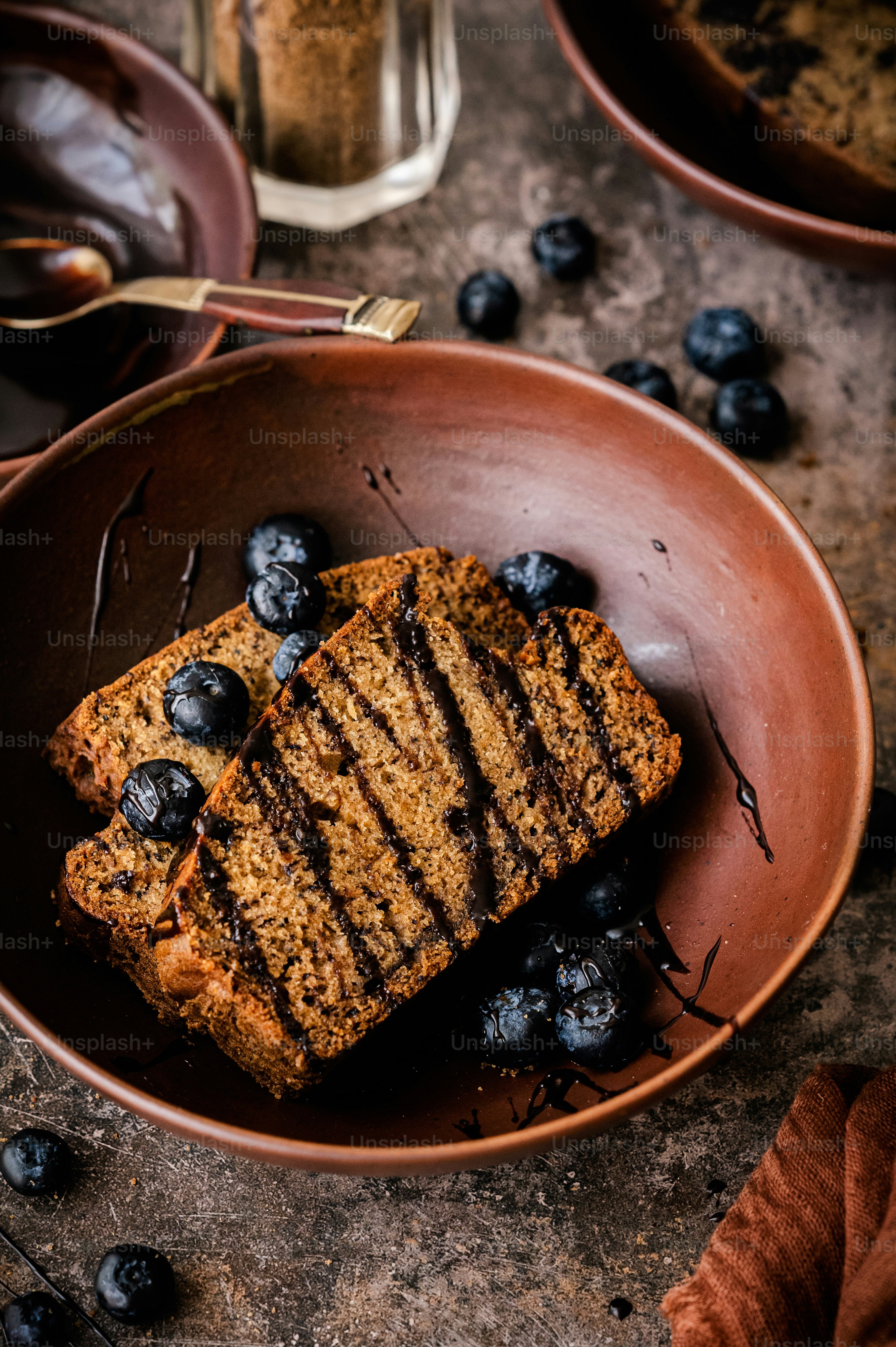 a plate of food with blueberries on it