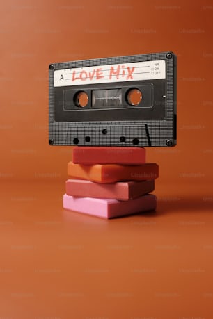 a cassette with the word love mix on top of it