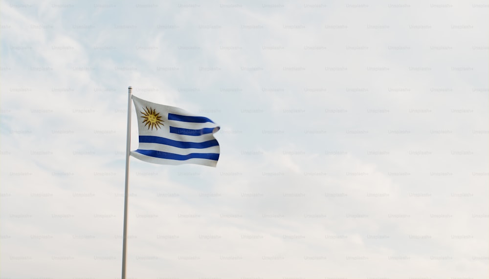 a flag flying in the wind on a cloudy day