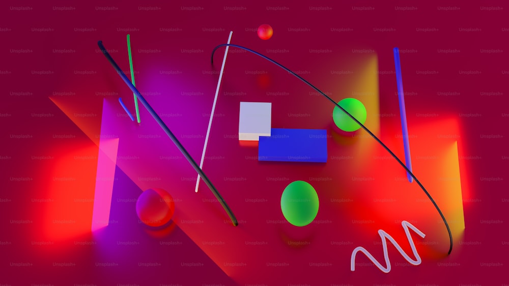 a computer generated image of colorful shapes and lines
