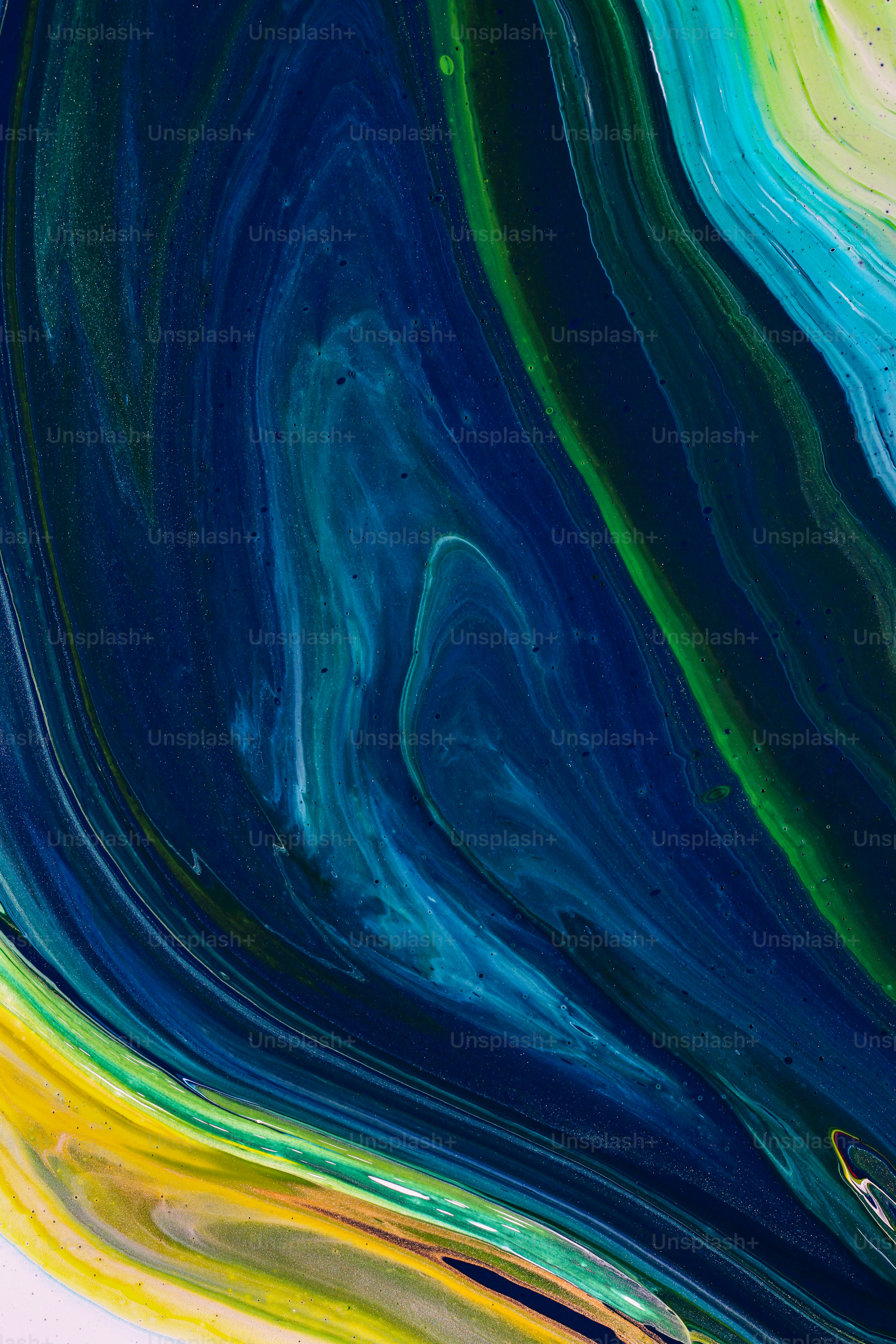 青と黄色の抽象的なアートワークの写真 – Unsplashの要約の無料画像