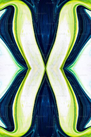 a blue and yellow abstract design with a white center