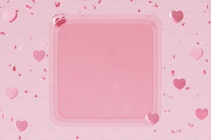 a pink tray with hearts on a pink background