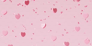 Un montón de corazones rosados flotando en el aire