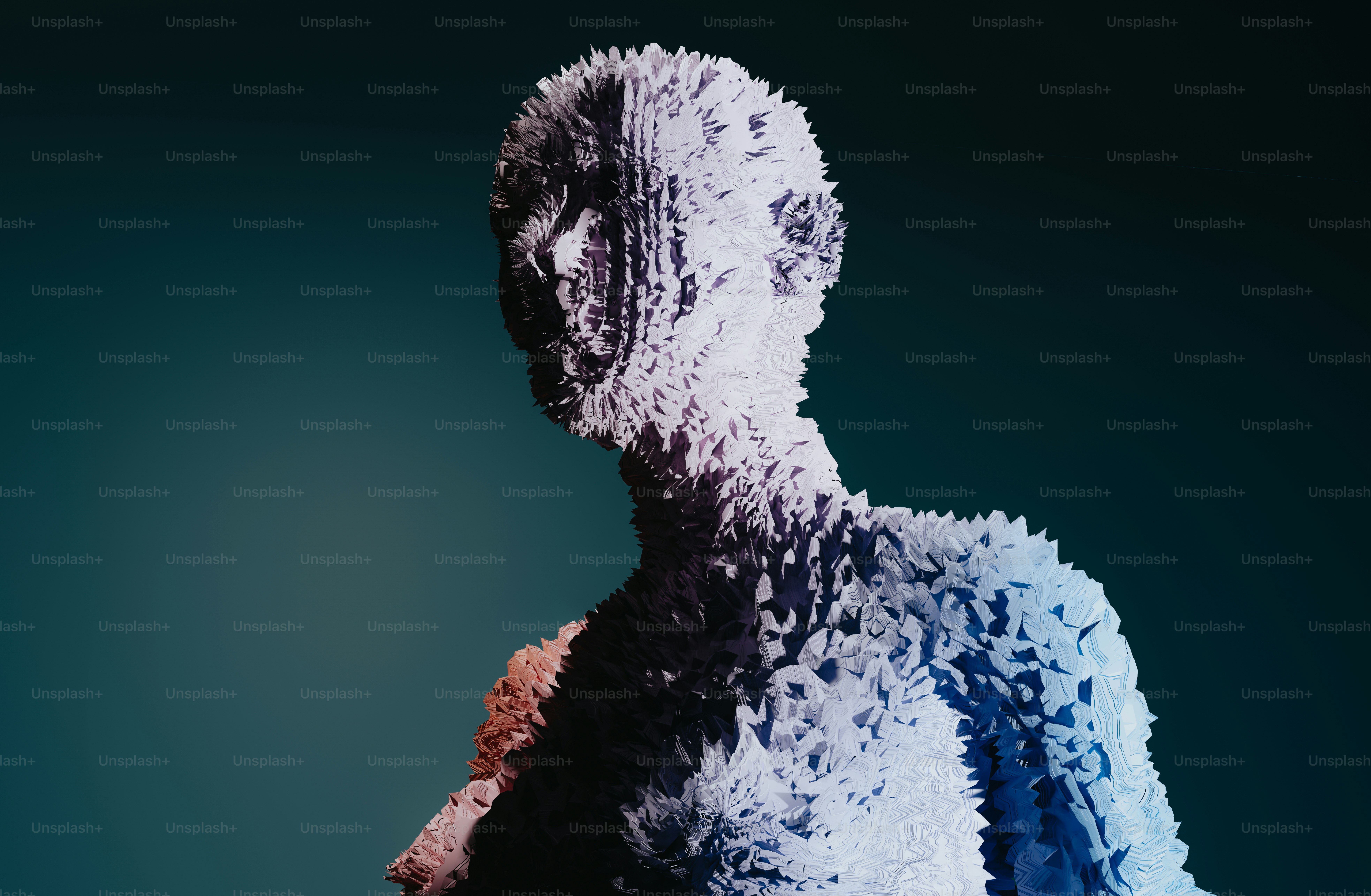 a woman's face is made out of shredded paper