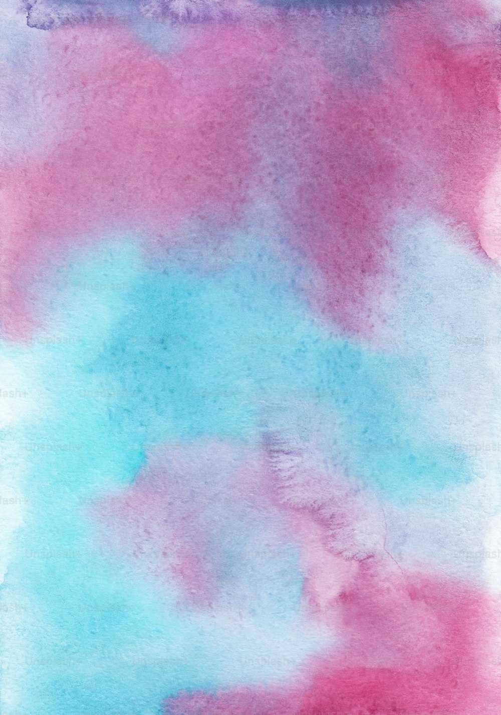 un dipinto ad acquerello di nuvole rosa e blu