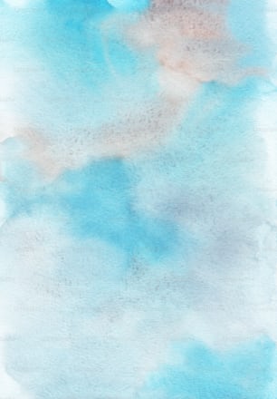 a watercolor painting of a blue sky with clouds