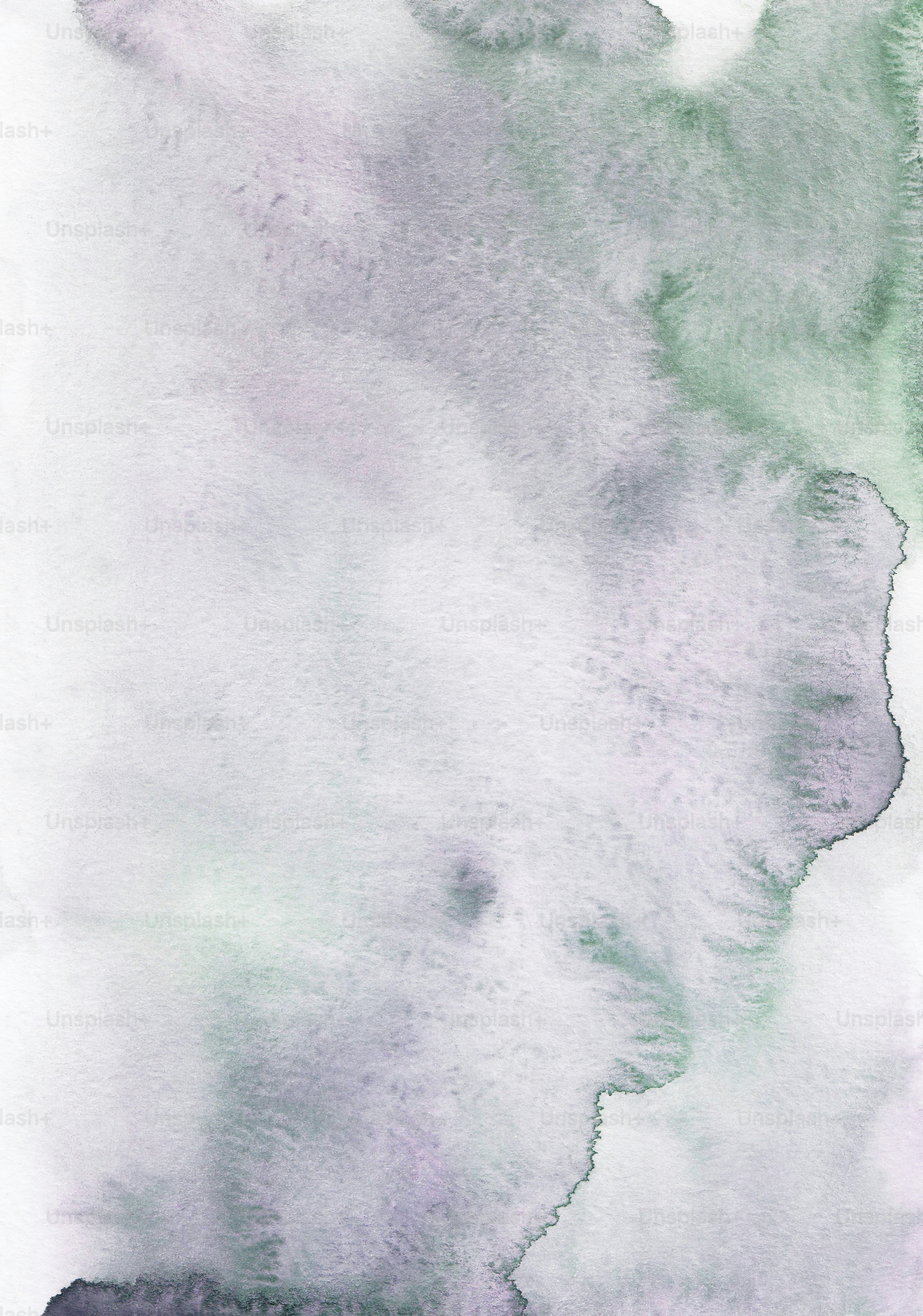 a watercolor painting of a green and purple background