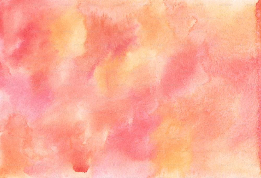 a watercolor painting of pink and yellow clouds