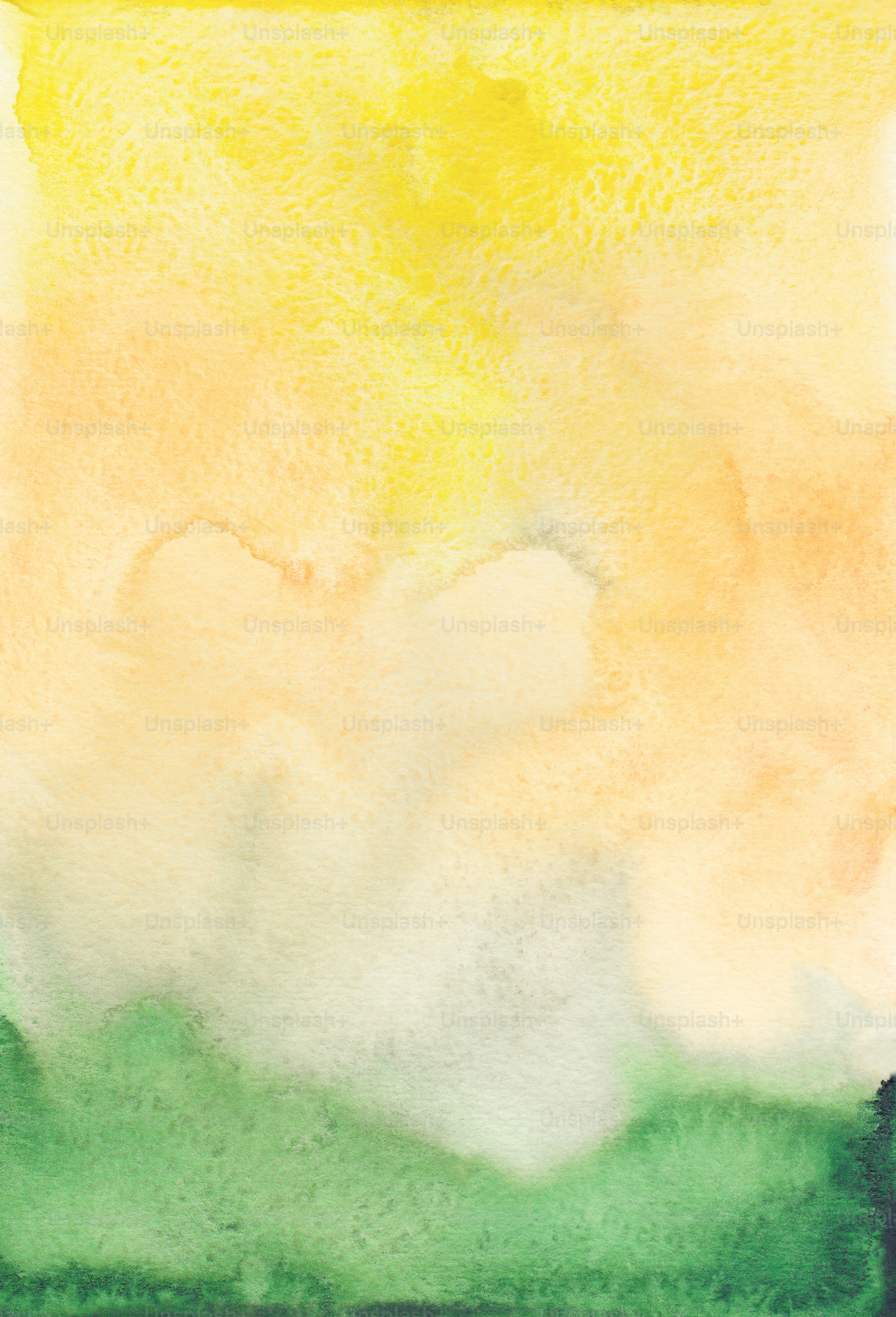 a painting of a yellow and green sky
