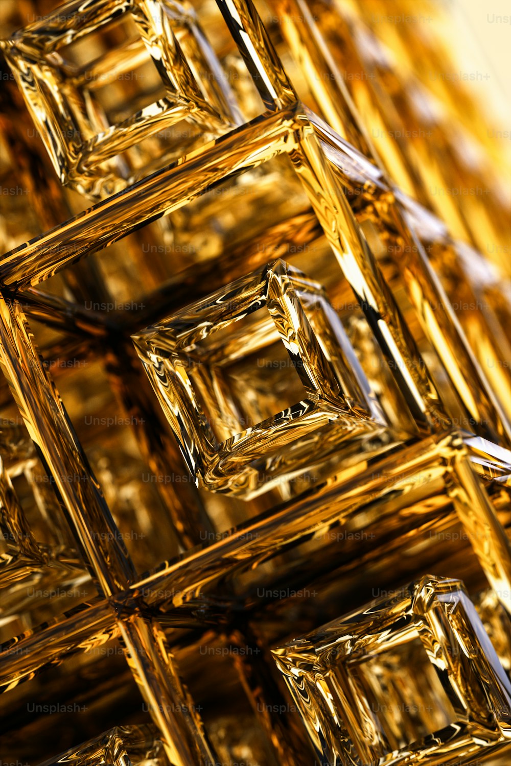 um close up de um monte de quadrados de ouro